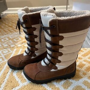 The North Face Brown and Cream Winter Boots